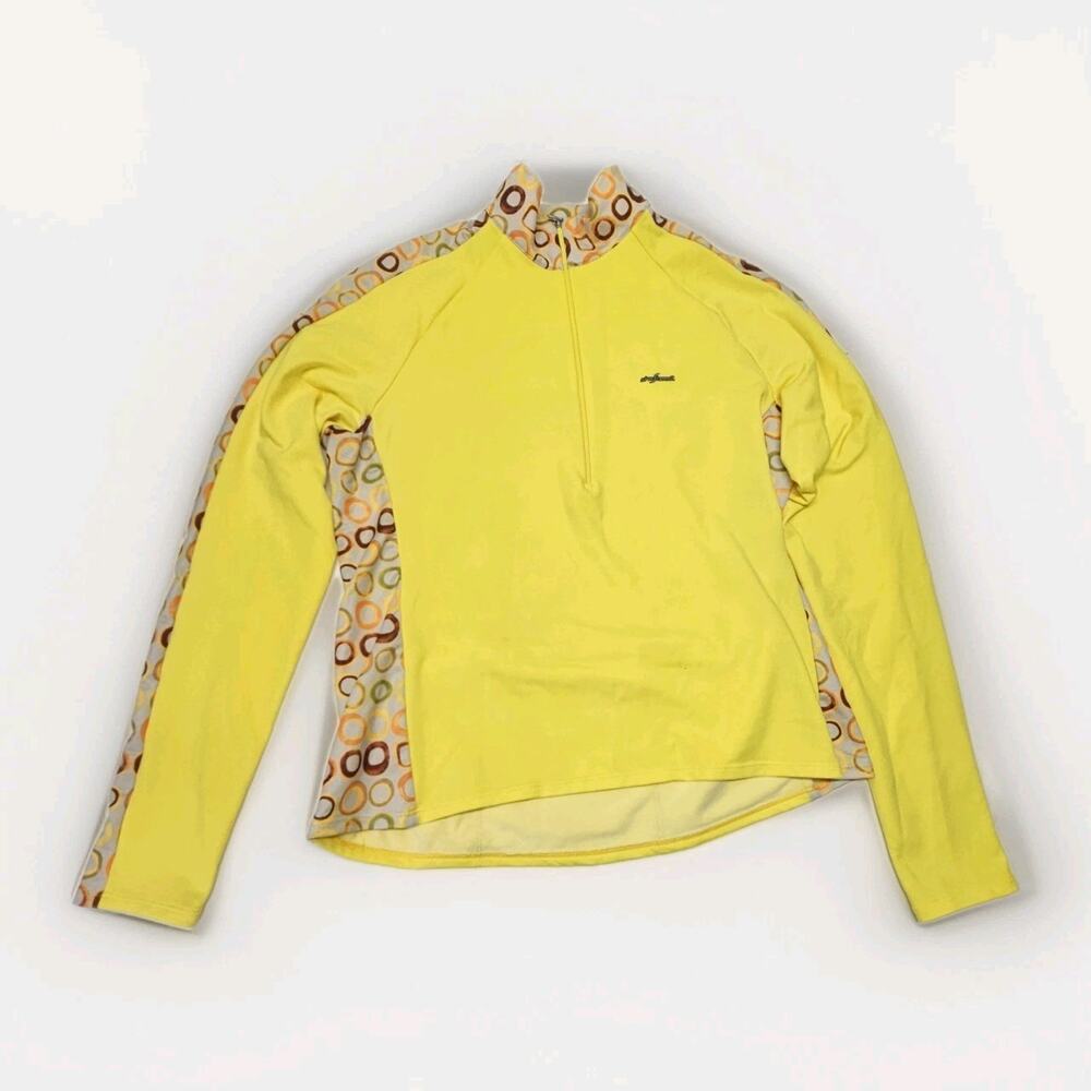 She Beest Womans Yellow Cycling Shirt Size XL Half Zip Athletic Biking Pockets